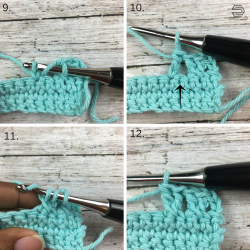 Crossed extended double crochet stitch tutorial