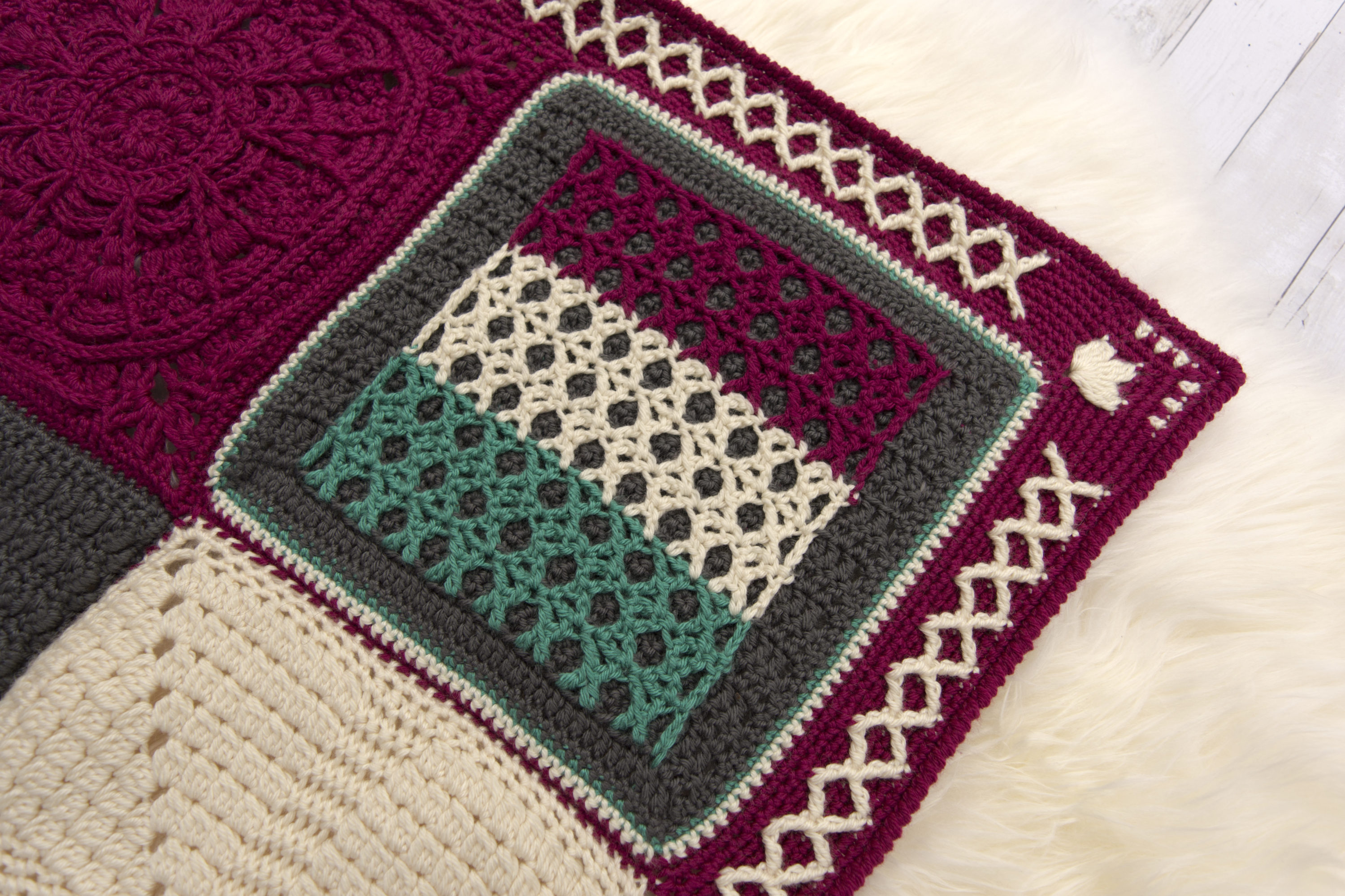 Kisses Square, a free crochet pattern, and part of the Creative Crossing Blanket.