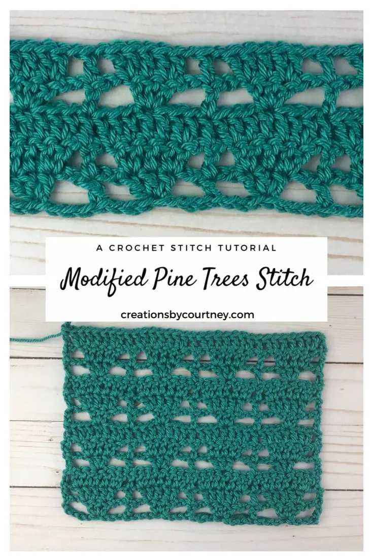The Modified Pine Trees Stitch offerings alternating lacy and slid sections that can be worked flat and in the round. 
