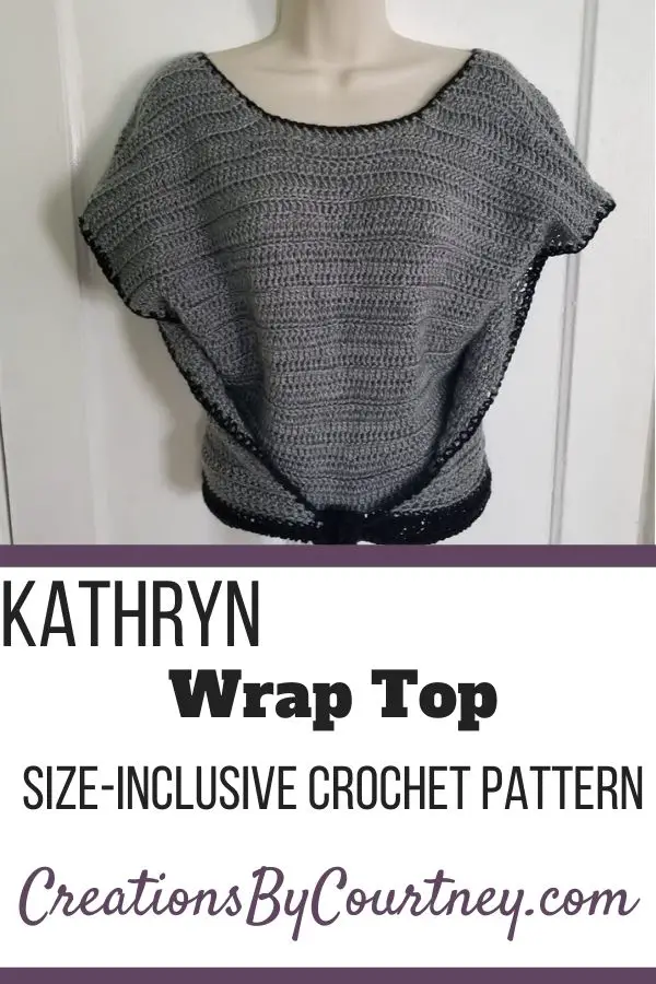 The Kathryn Wrap Top is a size-inclusive crochet pattern. This is a perfect layering piece for spring and summer over a dress or with jeans.