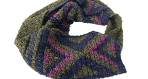 The Champion Scarf is a crochet scarf for men made in three colors of worsted weight. Each end of the crochet scarf has a fun geometric pattern made of there colors and triangle shapes.