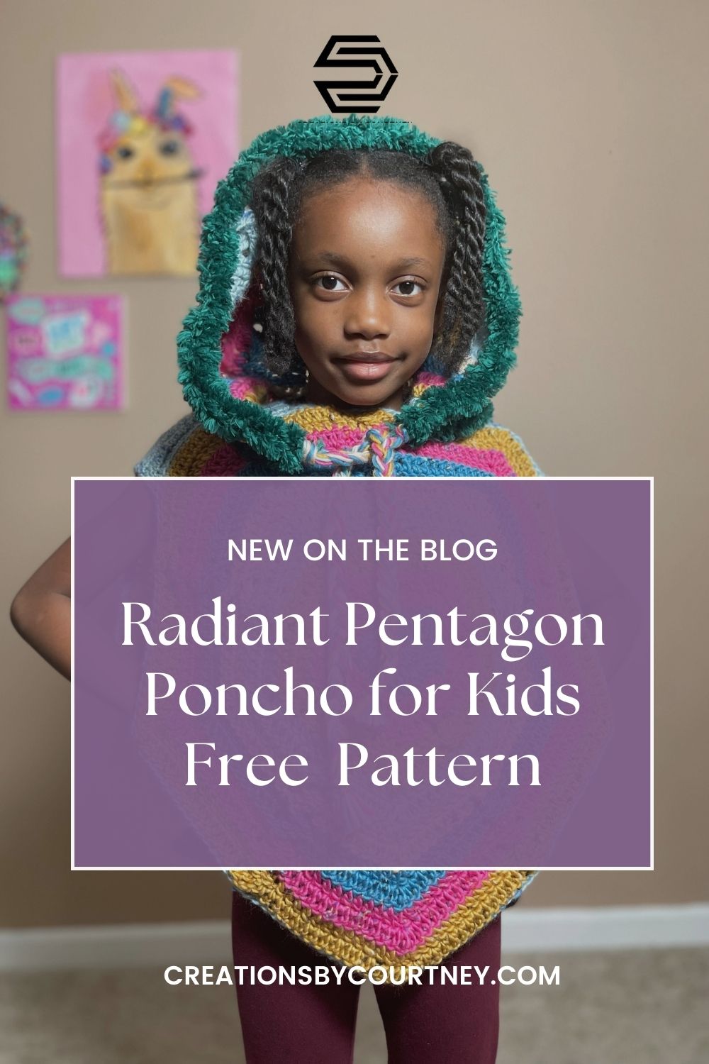 The Radiant Pentagon Poncho is a fun, colorful crochet poncho for children, sizes 2-16. Whether you choose 1 or 5 colors, this crochet poncho will keep your child warm and stylish. Don't forget to make the matching hood.