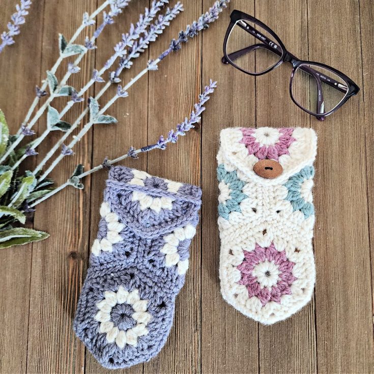 Image for Flower Hexagon Motifs Crochet Eyeglass Case 